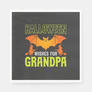 Serviette En Papier Grand-père de Halloween chauve-souris sorcière voe