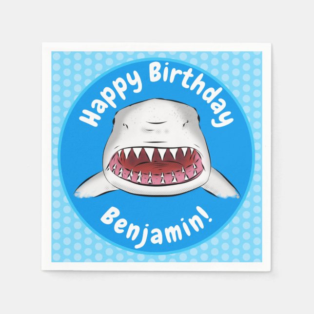 Serviette En Papier Grand requin blanc moyen dessin animé (Devant)