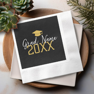 Serviette En Papier Grande Année - Nom et Casquette - Remise des diplô