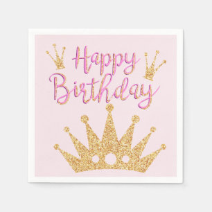 Serviette En Papier Grande Parties scintillant en or et couronne étinc