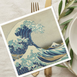 Serviette En Papier Grande Vague au large de Kanagawa & Art japonais /