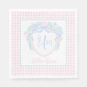 Serviette En Papier Grandmillennial Watercolor Crest Premier anniversa