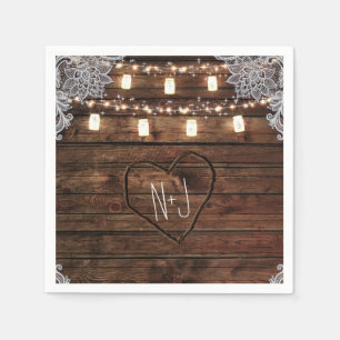 Serviette En Papier Grange Rustique en Bois & Mariage avec Pots en Ver