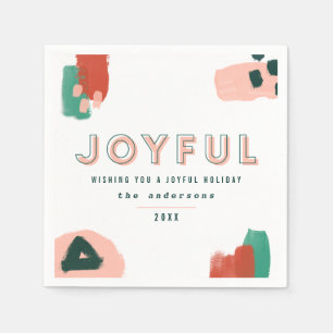 Serviette En Papier Graphique abstrait moderne rouge, rose + vert joye