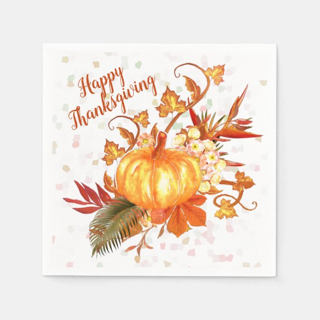Serviette En Papier Graphique Citrouille de Thanksgiving tropical (Devant)