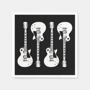 Serviette En Papier Graphique de guitares électriques en blanc