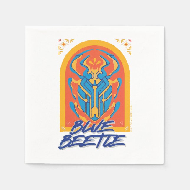 Serviette En Papier Graphique de Talavera de scarabée bleu (Devant)