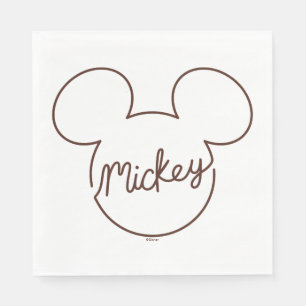 Serviette En Papier Graphique du nom de Mickey en icône à ligne contin