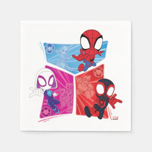 Serviette En Papier Graphique du panneau d'action de l'équipe Spidey