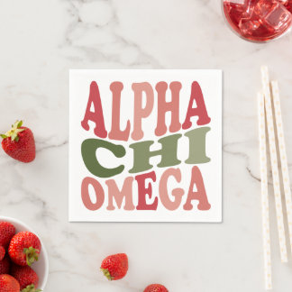 Serviette En Papier Graphique Rétro Empilé Groovy Alpha Chi Omega