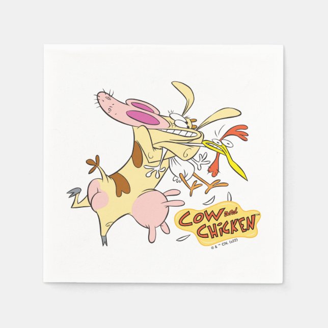 Serviette En Papier Graphisme de la vache et du poulet (Devant)