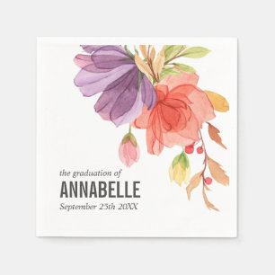 Serviette En Papier Gras Aquarelle Vert Fleurs sauvages Graduation
