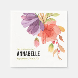 Serviette En Papier Gras Aquarelle Vert Fleurs sauvages Graduation