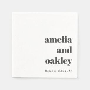 Serviette En Papier Gras minimaliste Noir Blanc Rétro Mariage personna