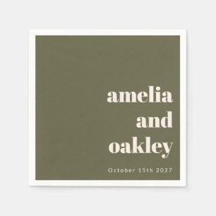 Serviette En Papier Gras Minimaliste Olive Fall Retro Mariage personna