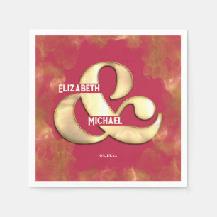 Serviette En Papier Gras moderne élégant or rose Mariage magenta