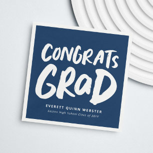 Serviette En Papier Gras moderne grad marine bleu graduation