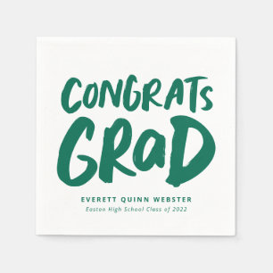 Serviette En Papier Gras moderne grats grad green graduation party