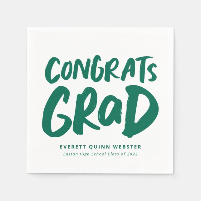 Serviette En Papier Gras moderne grats grad green graduation party (Devant)