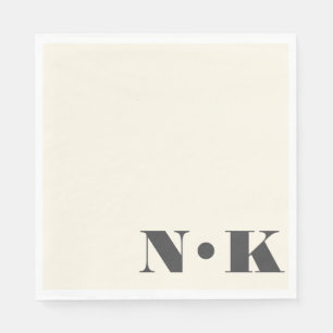 Serviette En Papier Gras Moderne Monogramme Initiales Mariage de crème