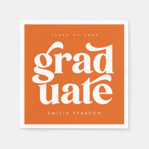 Serviette En Papier Gras Moderne Type Orange Graduation Party Napkins