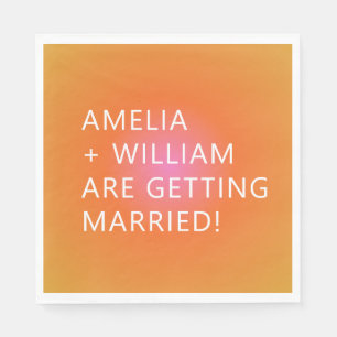 Serviette En Papier Gras Orange Rose dégradé Unique Mariage brillant