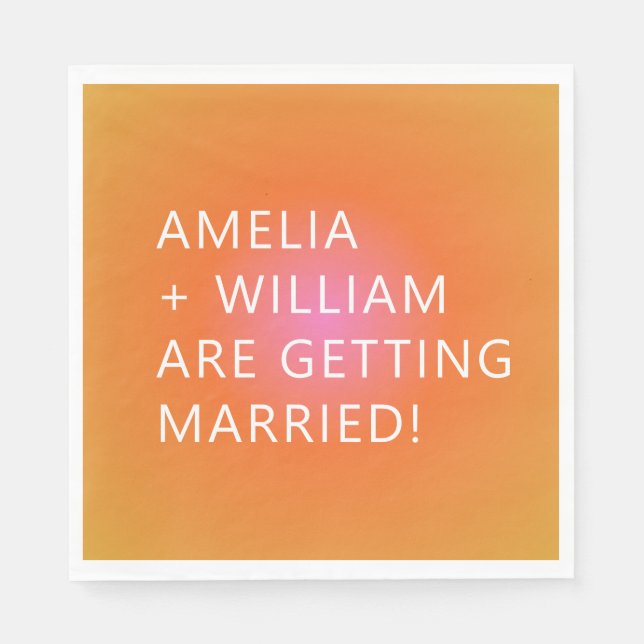 Serviette En Papier Gras Orange Rose dégradé Unique Mariage brillant (Devant)