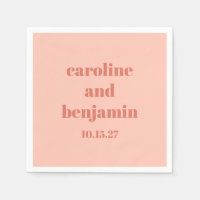 Gras Peach Rust Chic Moderne Mariage Personnalisé