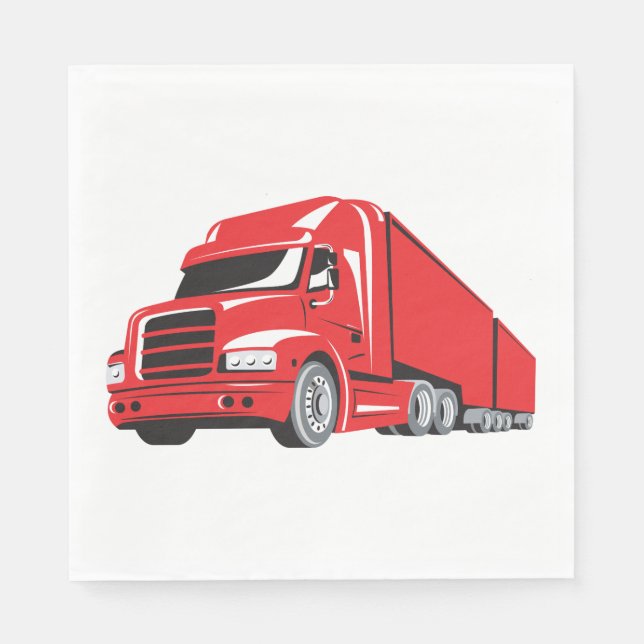 Serviette En Papier Gras Red Semi-Truck Big Rig Trucker (Devant)