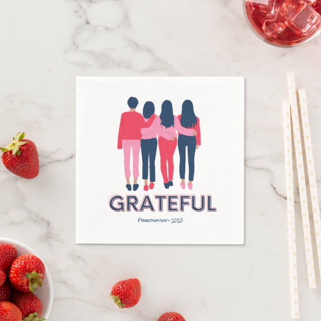 Serviette En Papier Grateful Friendsgiving Girl Thanksgiving (En situation)