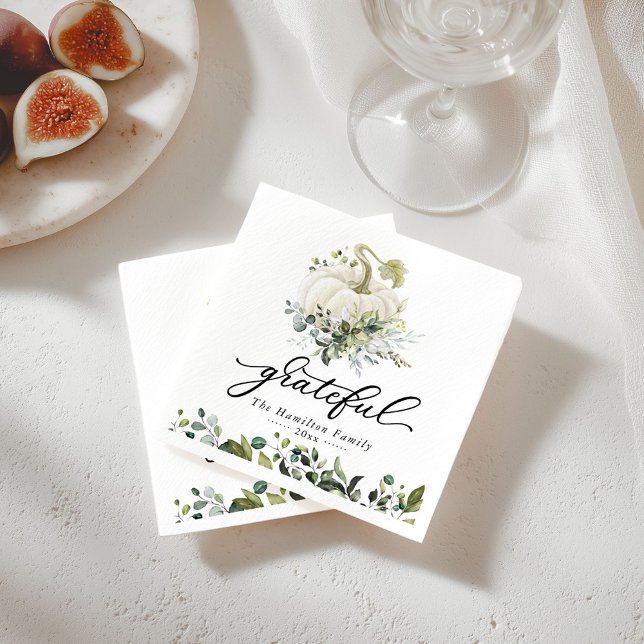 Serviette En Papier Gratuit Blanc Citrouille Verdure Thanksgiving (Créateur téléchargé)