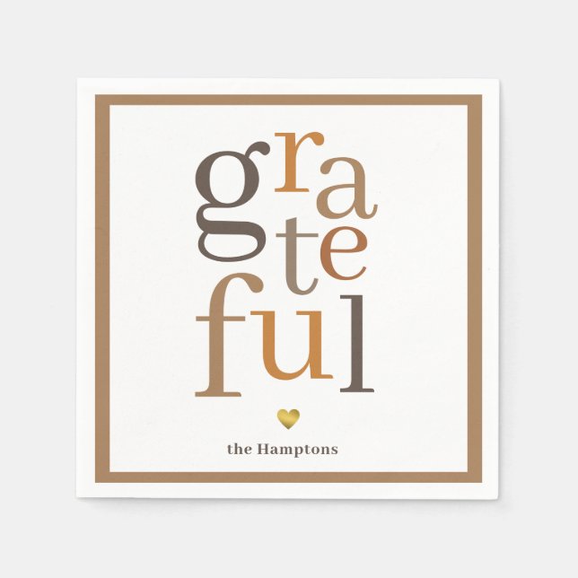 Serviette En Papier Gratuit Typographie Moderne Thanksgiving (Devant)