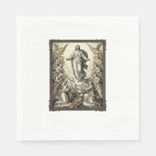 Serviette En Papier Gravure d'ange d'ascension vintage Vector Art_1