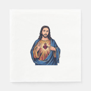 Serviette En Papier Gravure Vintage Cœur Sacré Vecteur Religieux De