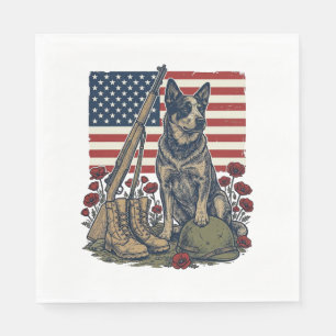 Serviette En Papier Gravure vintage commémorative patriotique Blue Hee