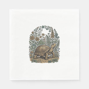 Serviette En Papier Gravure vintage tortue jardin botanique