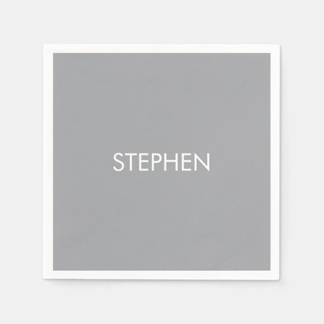 Serviette En Papier Gray minimalist custom name  (Devant)