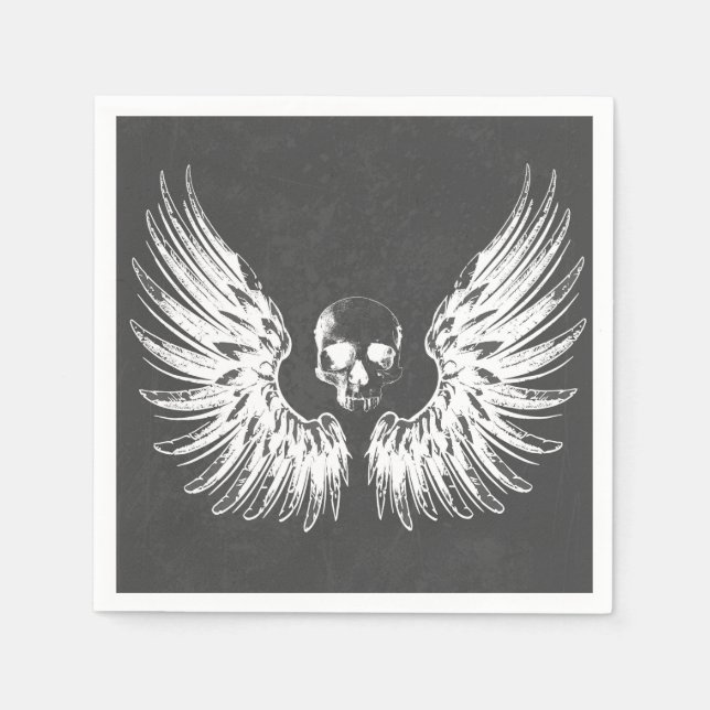 Serviette En Papier Gray & White Rock Angel Ailes Crâne (Devant)
