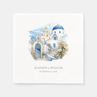 Grèce Aquarelle Personnalisée Minimale Mariage