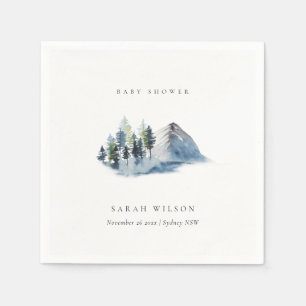Serviette En Papier Green Blue Pine Woods Baby shower de montagne