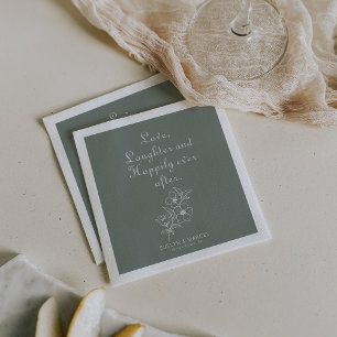 Serviette En Papier Green Boho Aime rire et heureux toujours après