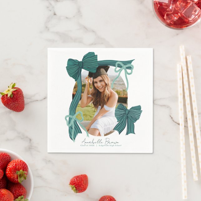 Serviette En Papier Green Bows Photo Graduation (En situation)