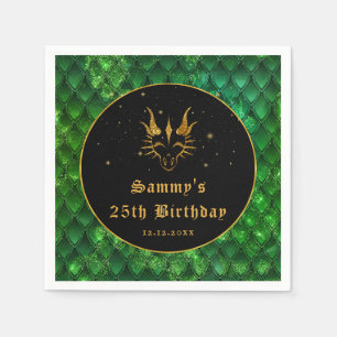Serviette En Papier Green Dragon Scales Gold Faux Parties scintillant 