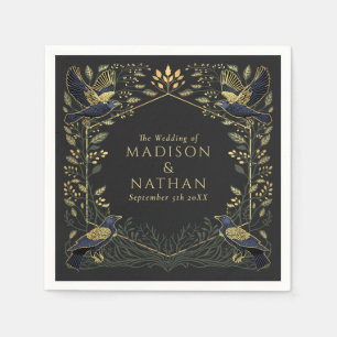 Serviette En Papier Green Enchanted Gothique Corbeau Mariage Floral