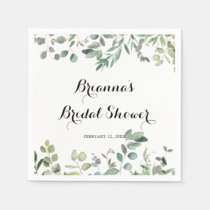 Serviette En Papier Green Eucalyptus Foliage Fête des mariées de plais