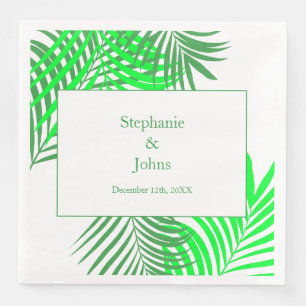 Serviette En Papier Green Feuille Palm Tree Art Mariage élégant