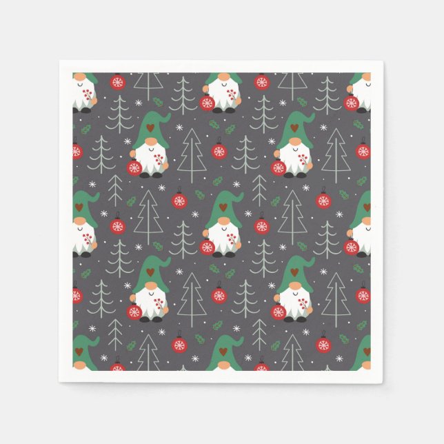 Serviette En Papier Green Gnome Arbre de Noël Motif (Devant)