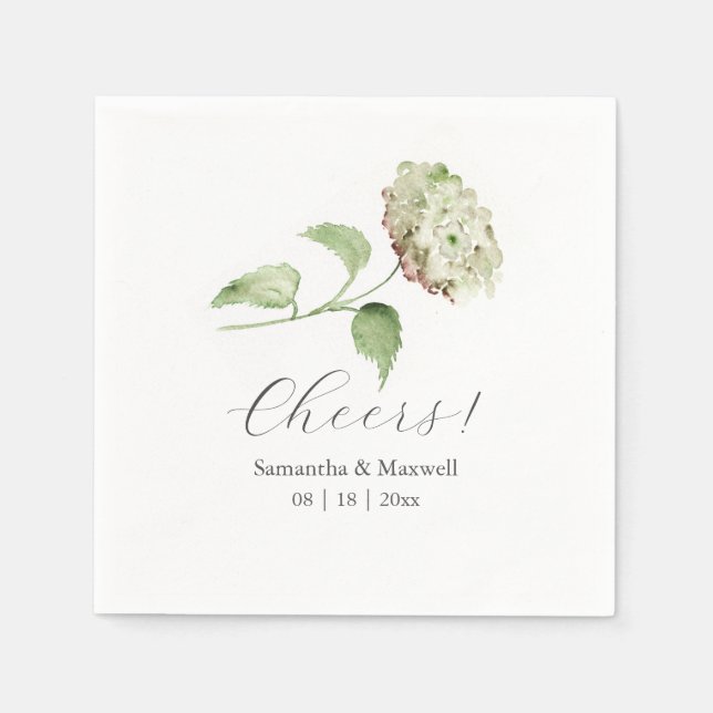 Serviette En Papier Green Hydrangea Wedding Napkins (Devant)