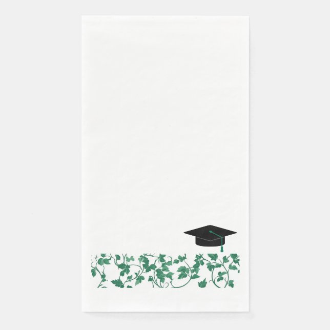 Serviette En Papier Green Ivy Patterned Graduation Cap (Devant)