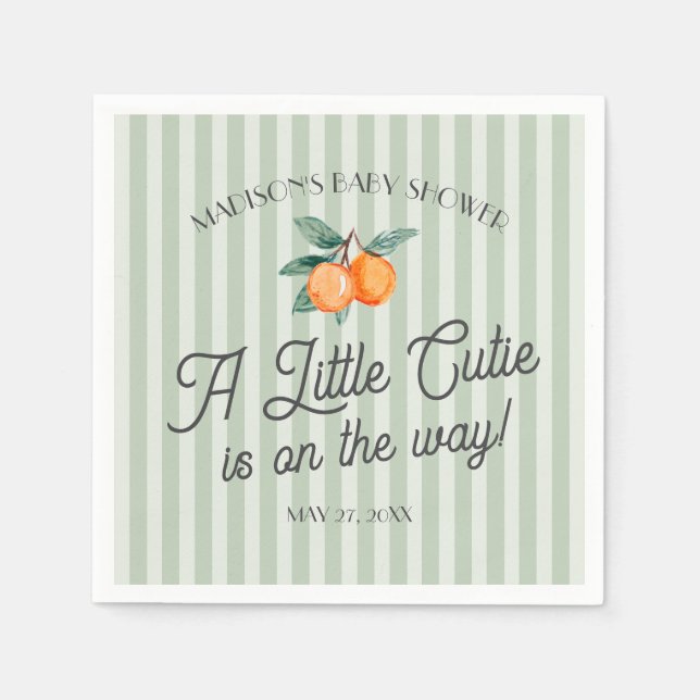 Serviette En Papier Green Little Cutie Sur Le Chemin Baby shower Citru (Devant)